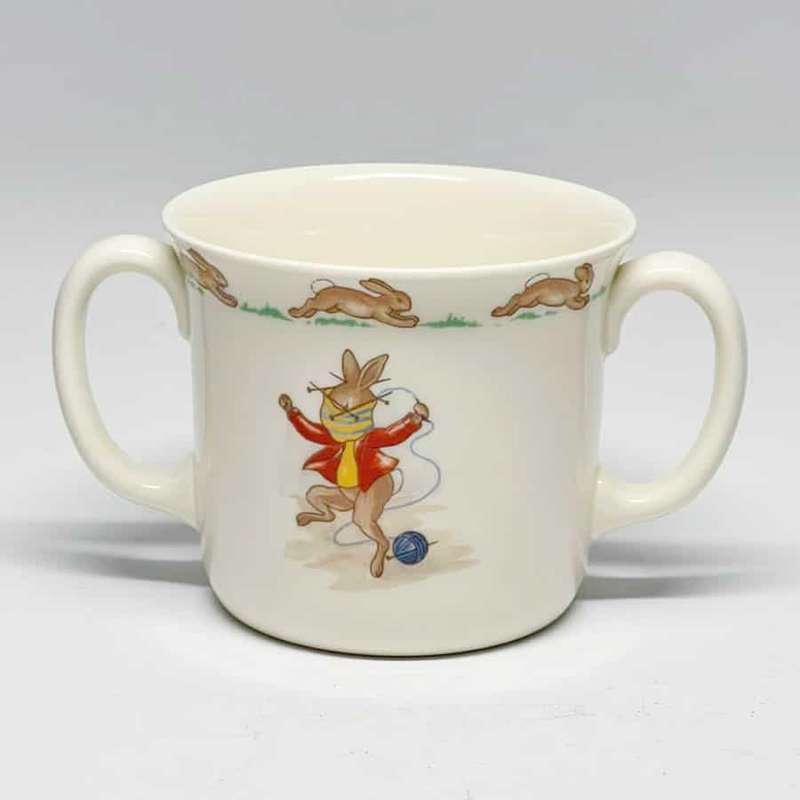 Royal Doulton Knitting Bunnykins Double Handled Mug