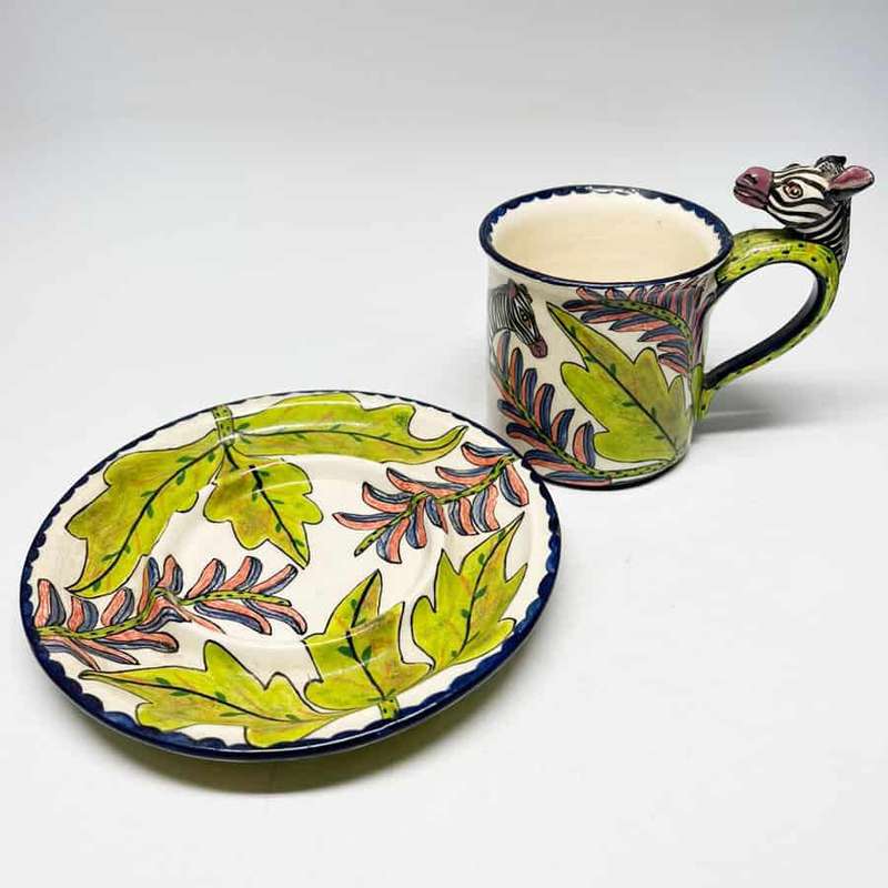 Ardmore Hand Painted Zebra Cup and Saucer Vusie