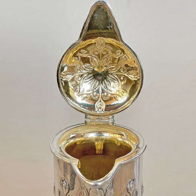 Art Nouveau Crystal and Silver Claret Jug Post 1894