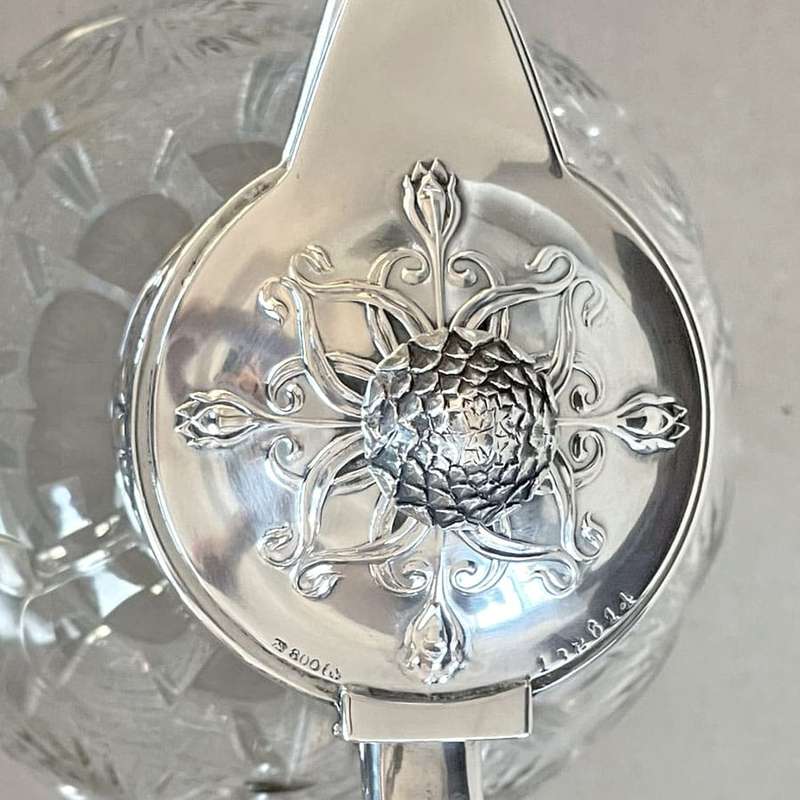 Art Nouveau Crystal and Silver Claret Jug Post 1894