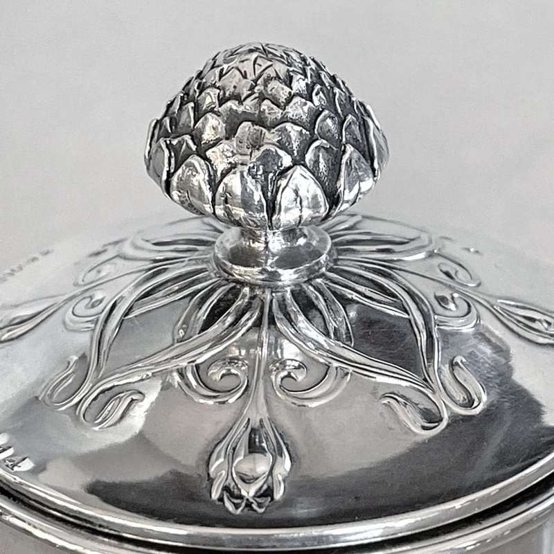Art Nouveau Crystal and Silver Claret Jug Post 1894