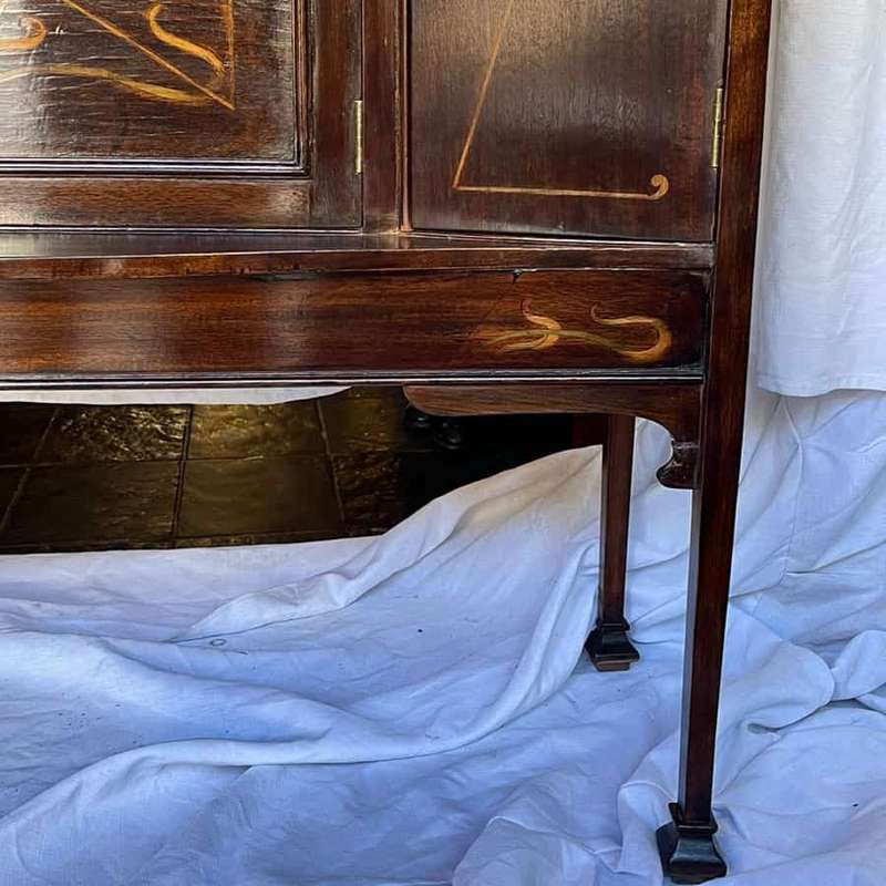 Art Nouveau Mahogany Floral Inlaid Display Cabinet 1910
