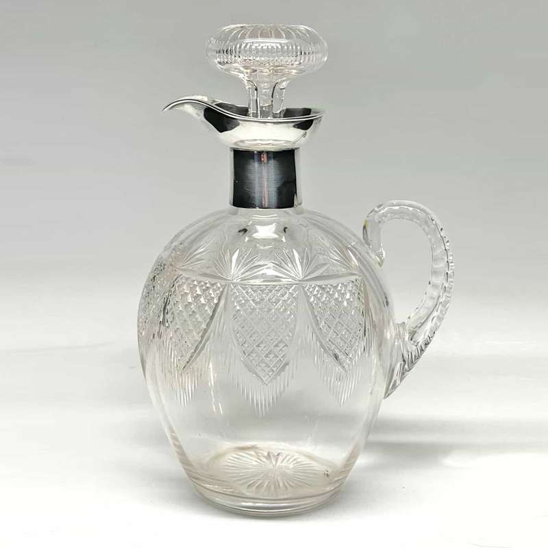 Hallmarked Silver Mounted Cut Crystal Claret Jug Sheffield 1900