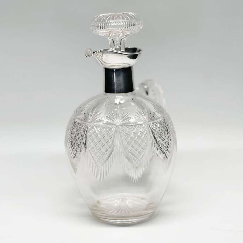 Hallmarked Silver Mounted Cut Crystal Claret Jug Sheffield 1900