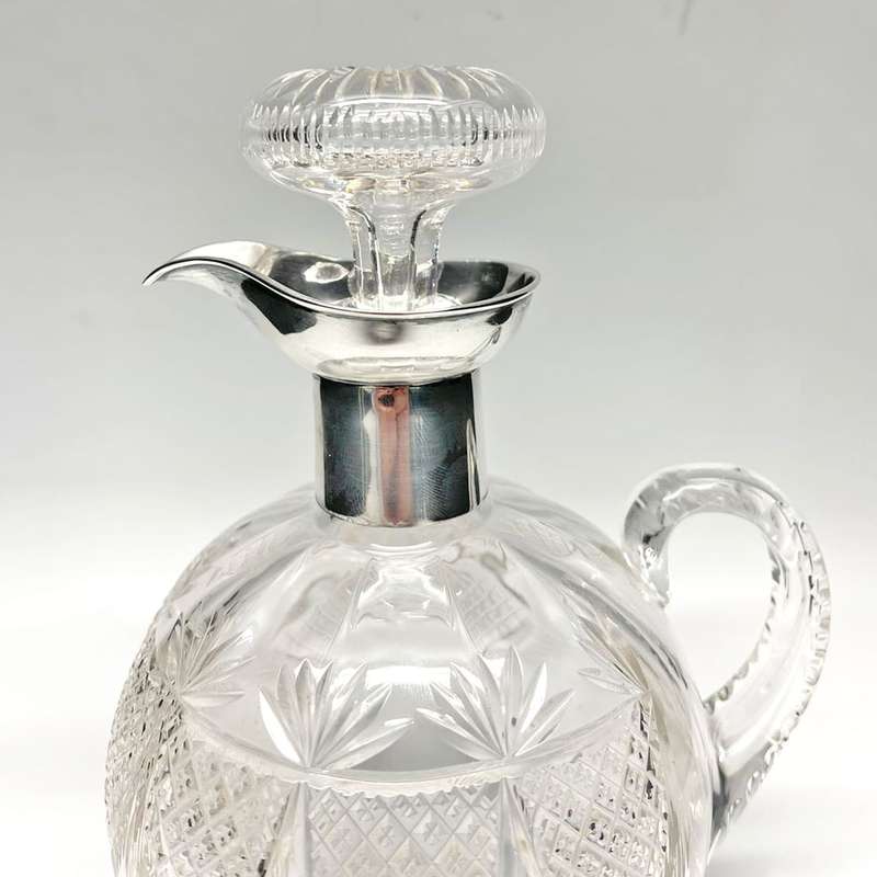 Hallmarked Silver Mounted Cut Crystal Claret Jug Sheffield 1900