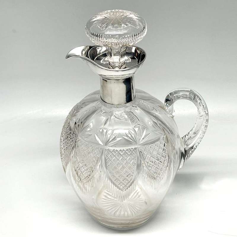 Hallmarked Silver Mounted Cut Crystal Claret Jug Sheffield 1900