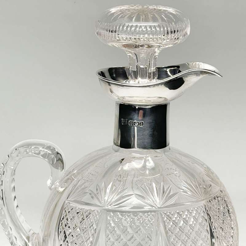 Hallmarked Silver Mounted Cut Crystal Claret Jug Sheffield 1900