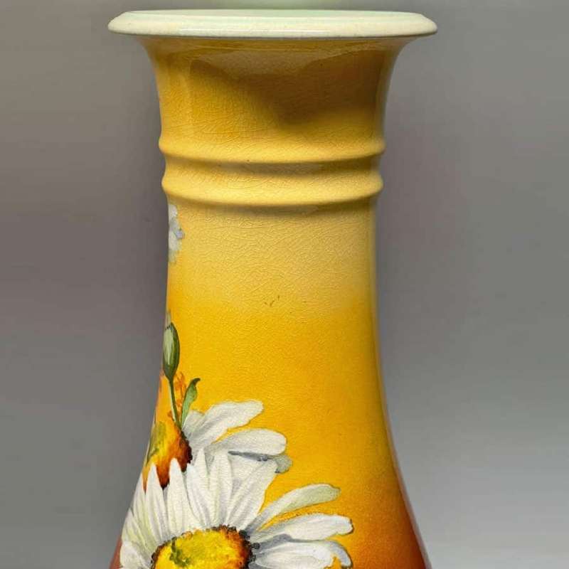 Pair Royal Doulton Lambeth Ware Daisy Vases