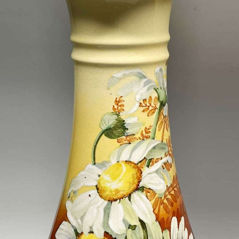 Pair Royal Doulton Lambeth Ware Daisy Vases