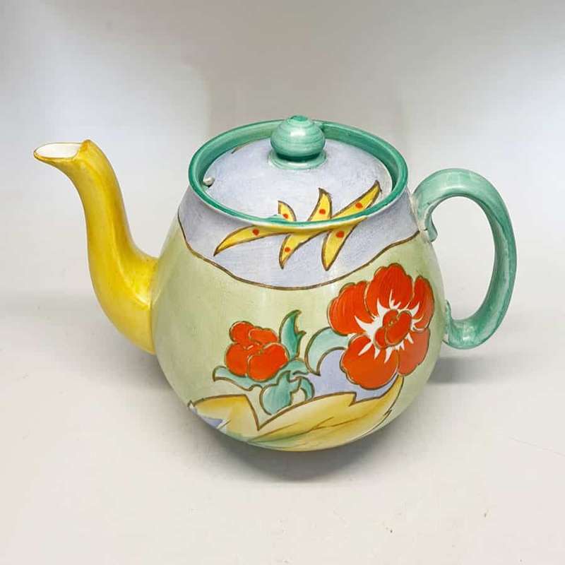 Shelley Art Deco Hand Painted Flora Tea Pot 8719