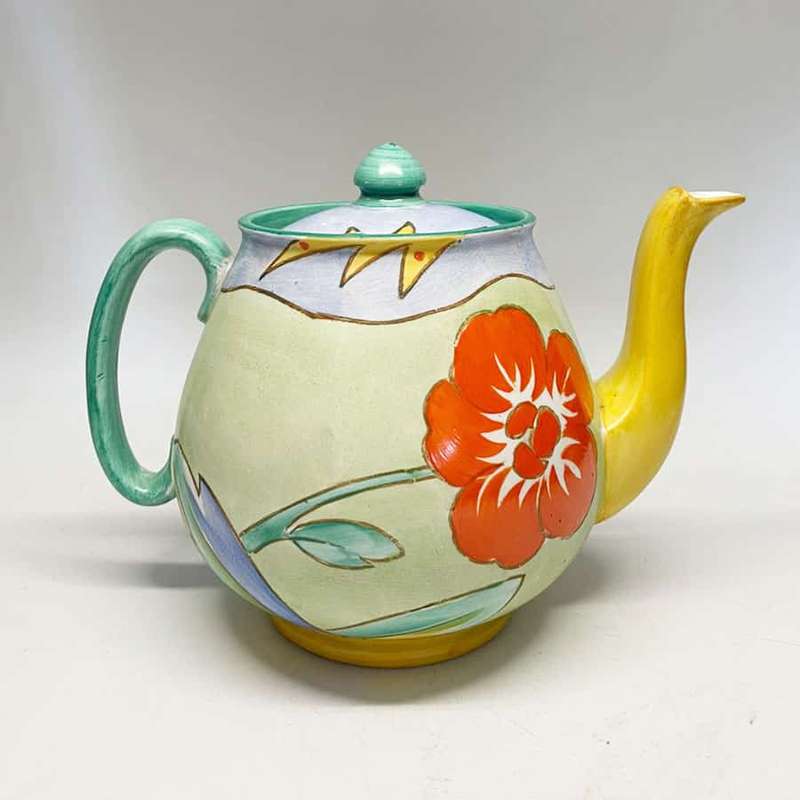 Shelley Art Deco Hand Painted Flora Tea Pot 8719
