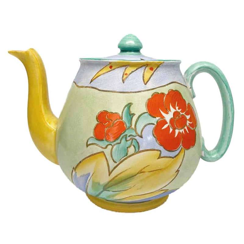 Shelley Art Deco Hand Painted Flora Tea Pot 8719
