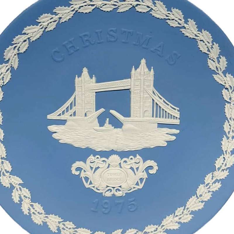 Wedgwood Blue Jasperware Plate Christmas 1975