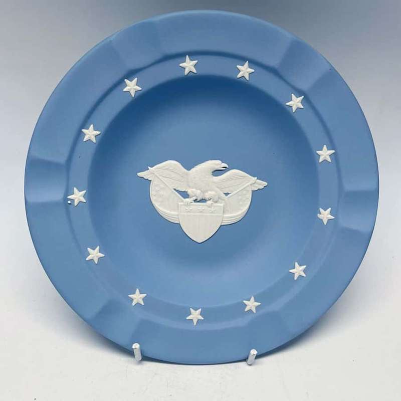 Wedgwood Blue Jasperware Plate Eagle Stars and Stripes