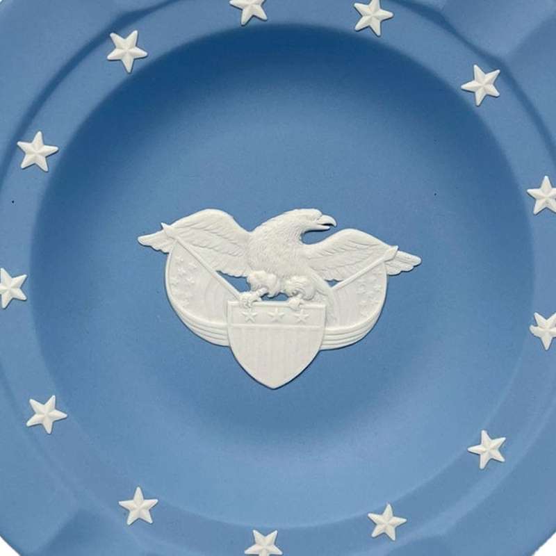 Wedgwood Blue Jasperware Plate Eagle Stars and Stripes