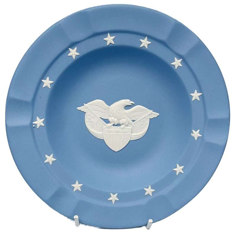 Wedgwood Blue Jasperware Plate Eagle Stars and Stripes