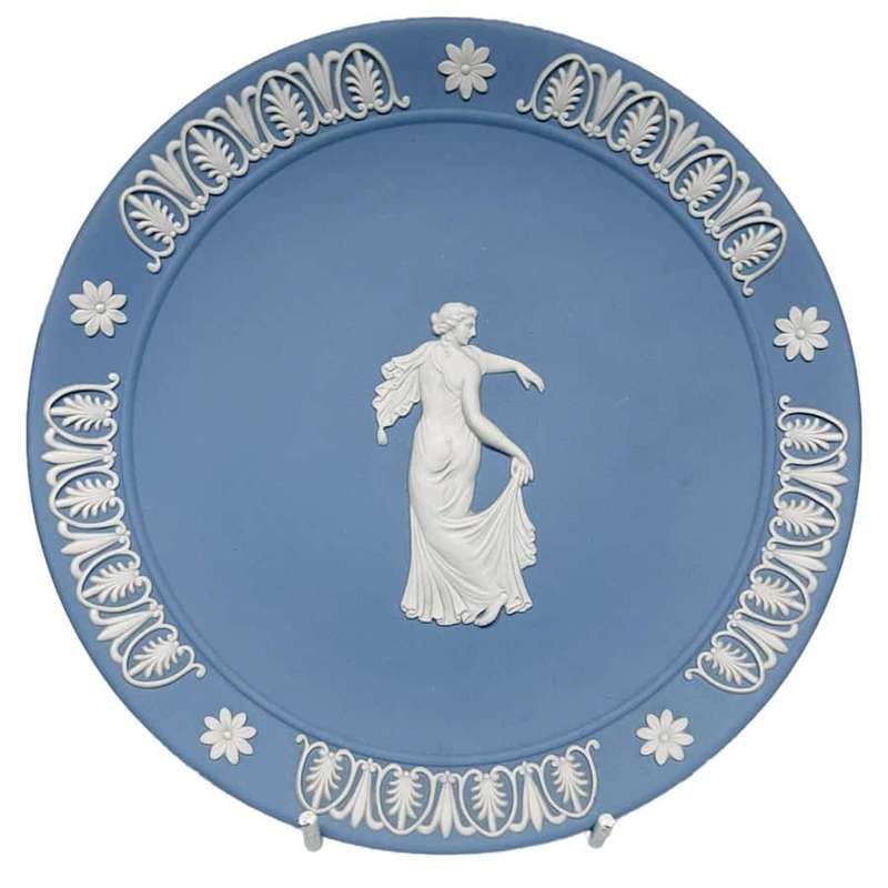 Wedgwood Blue Jasperware Plate Dancing Maiden
