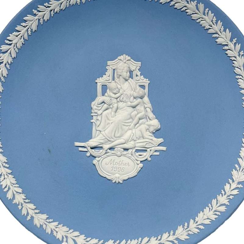 Wedgwood Blue Jasperware Plate Mother 1996