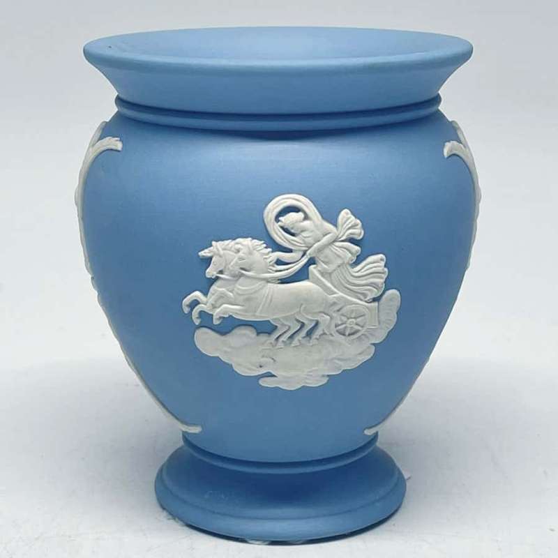 Wedgwood Blue Jasperware  Vase Maiden Chariot