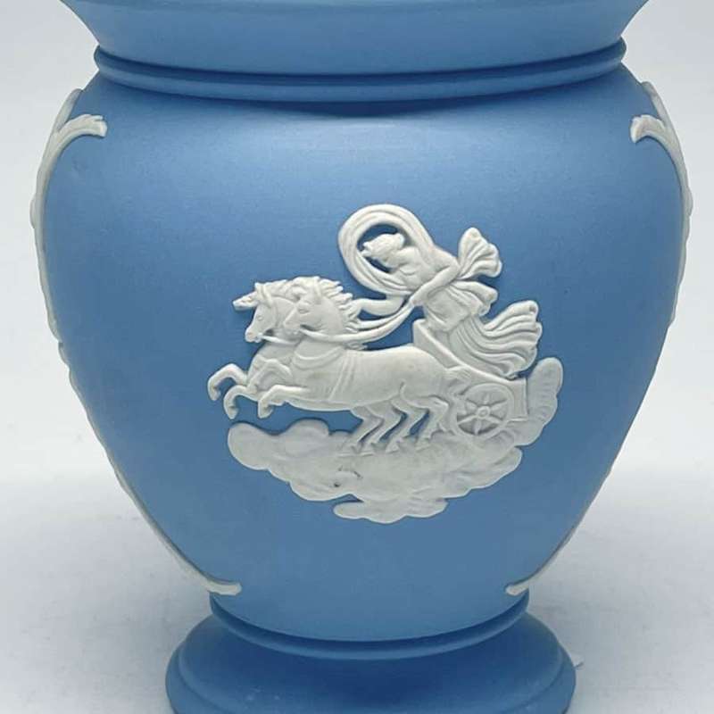 Wedgwood Blue Jasperware  Vase Maiden Chariot