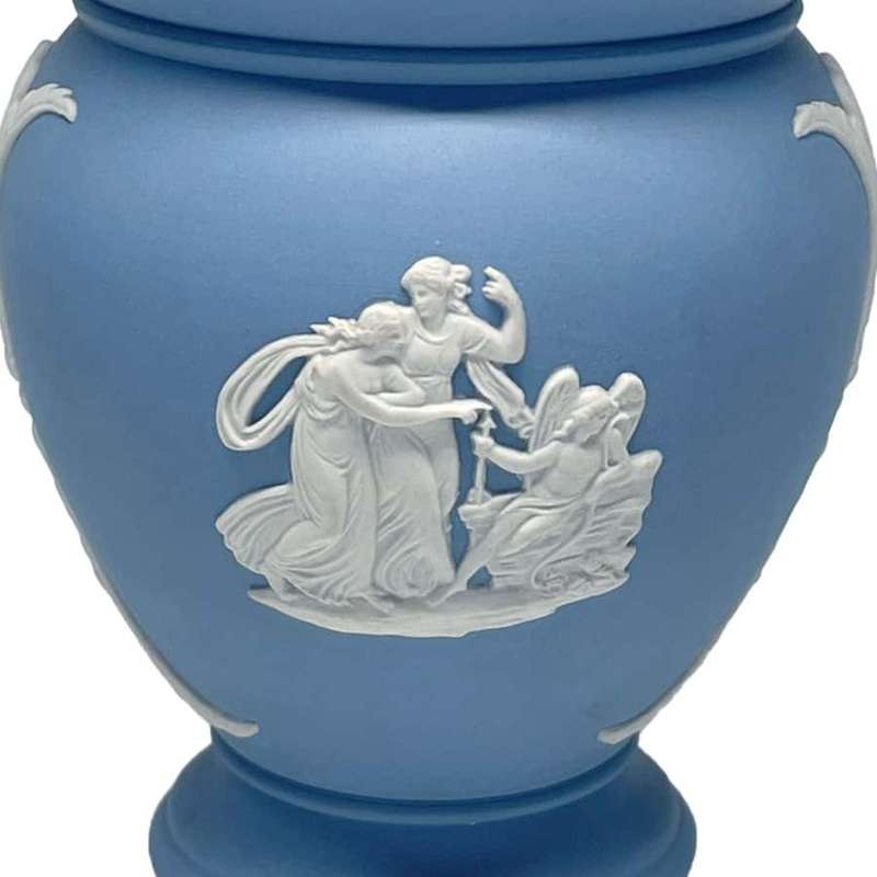 Wedgwood Blue Jasperware  Vase Maiden Chariot