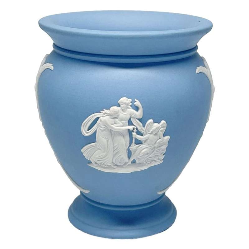 Wedgwood Blue Jasperware  Vase Maiden Chariot