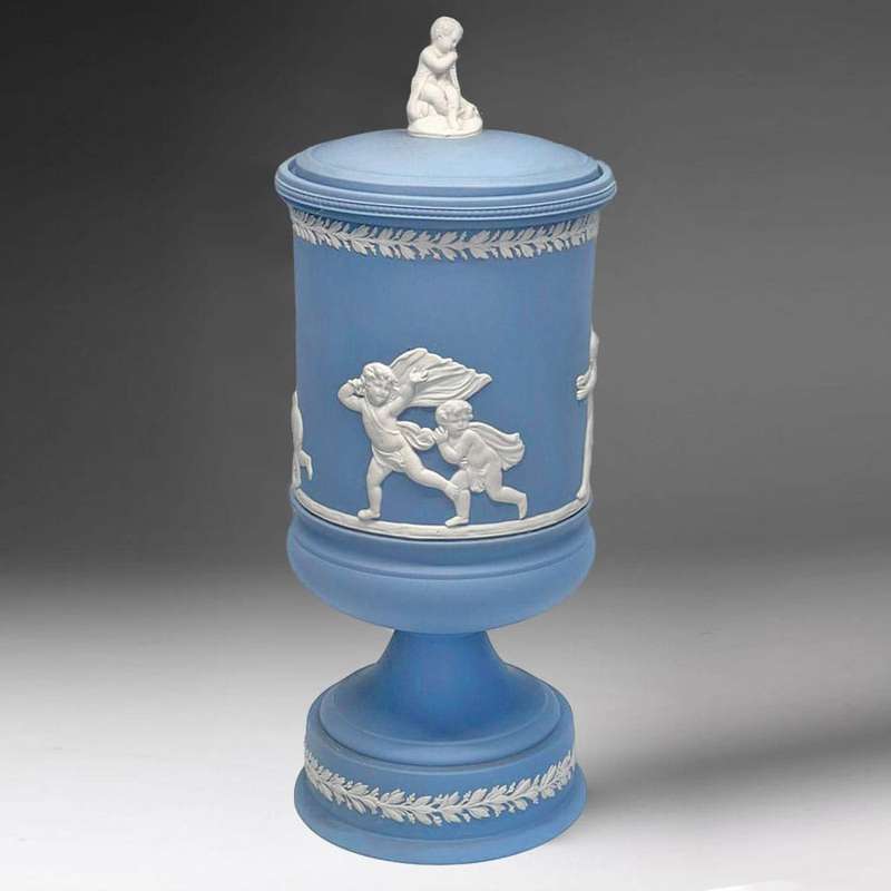 Wedgwood Blue Jasper Dip Vase and Cover 20th