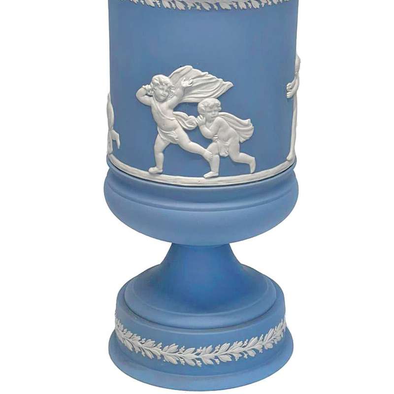 Wedgwood Blue Jasper Dip Vase and Cover 20th