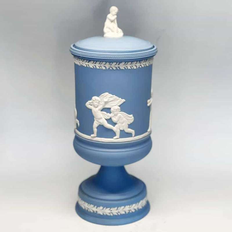 Wedgwood Blue Jasper Dip Vase and Cover 20th
