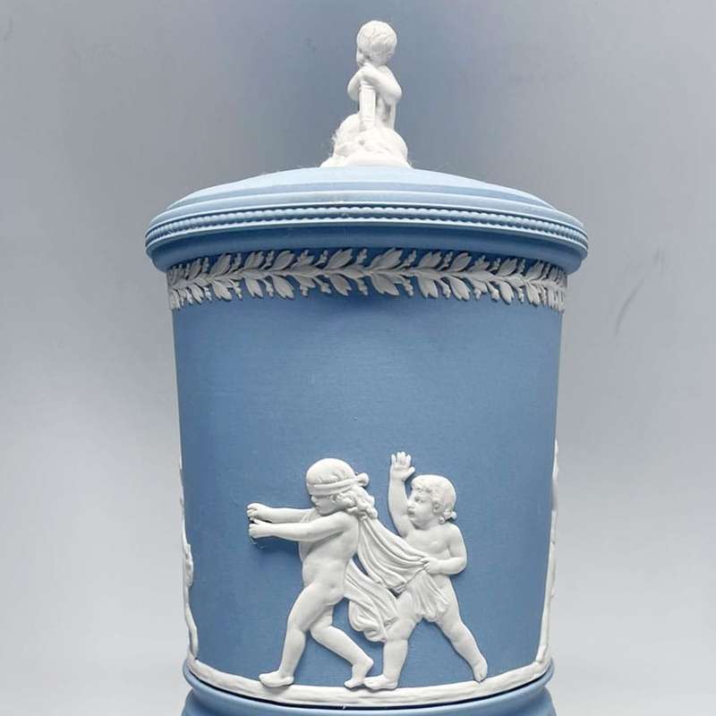 Wedgwood Blue Jasper Dip Vase and Cover 20th