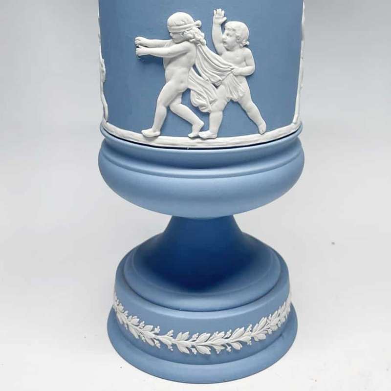 Wedgwood Blue Jasper Dip Vase and Cover 20th