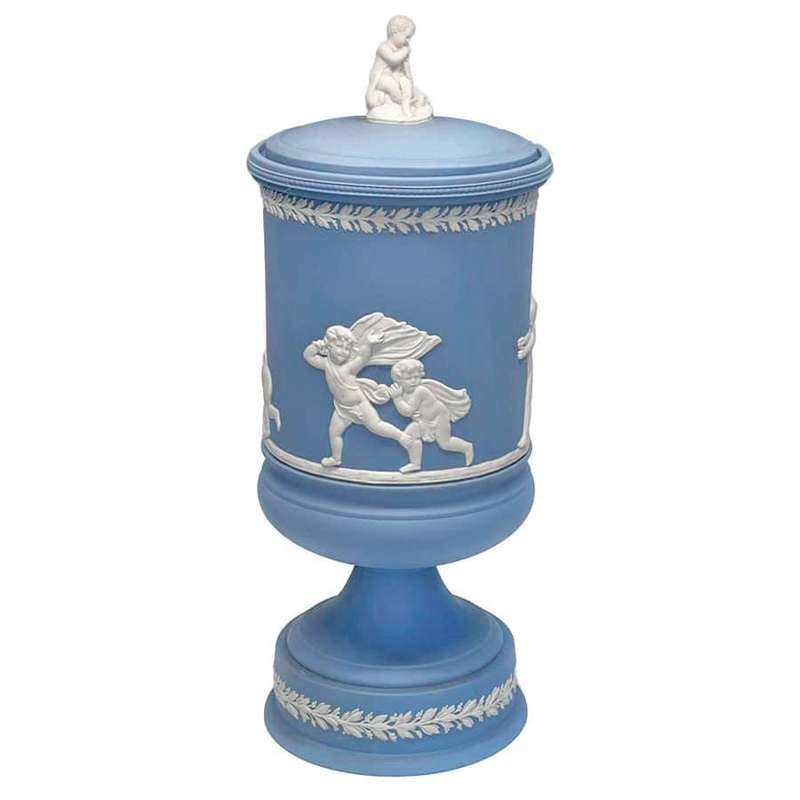 Wedgwood Blue Jasper Dip Vase and Cover 20th