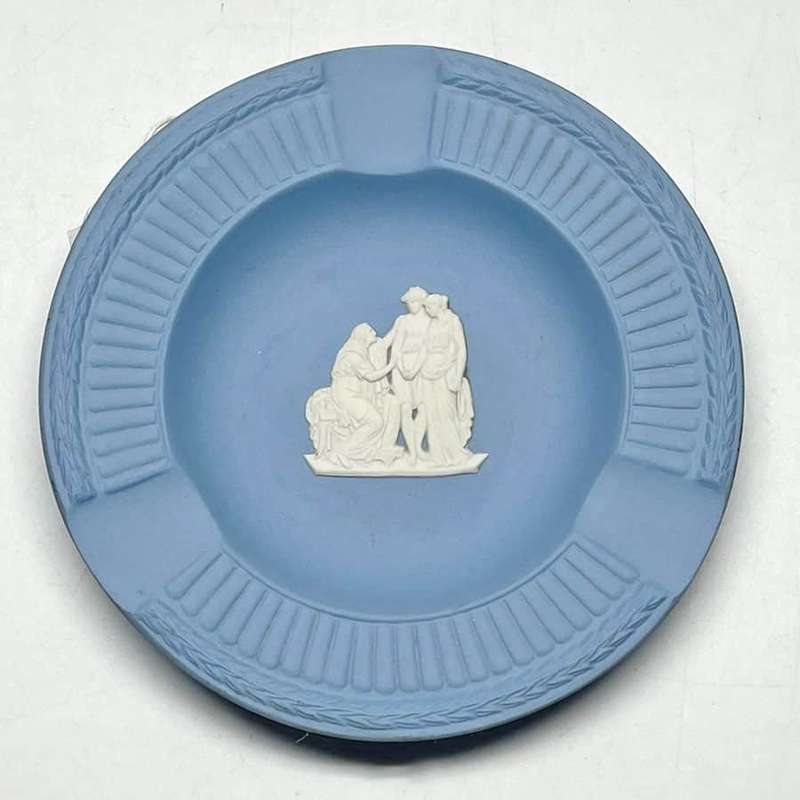 Wedgwood  Blue Jasperware Man With Maiden Ashtray