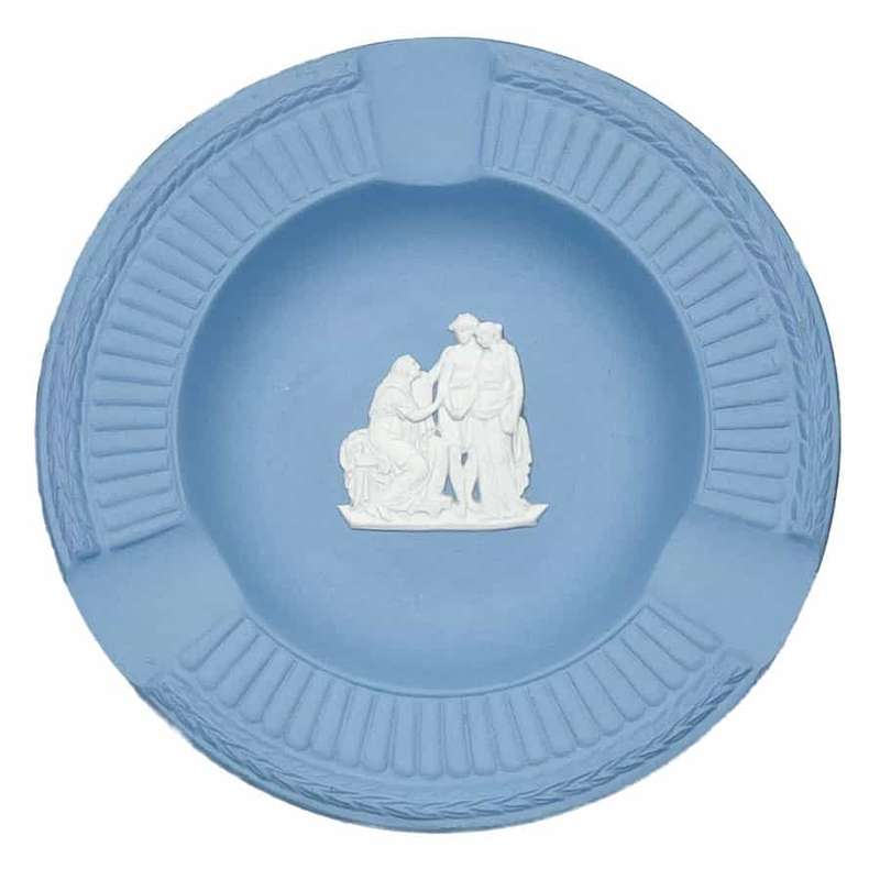 Wedgwood  Blue Jasperware Man With Maiden Ashtray