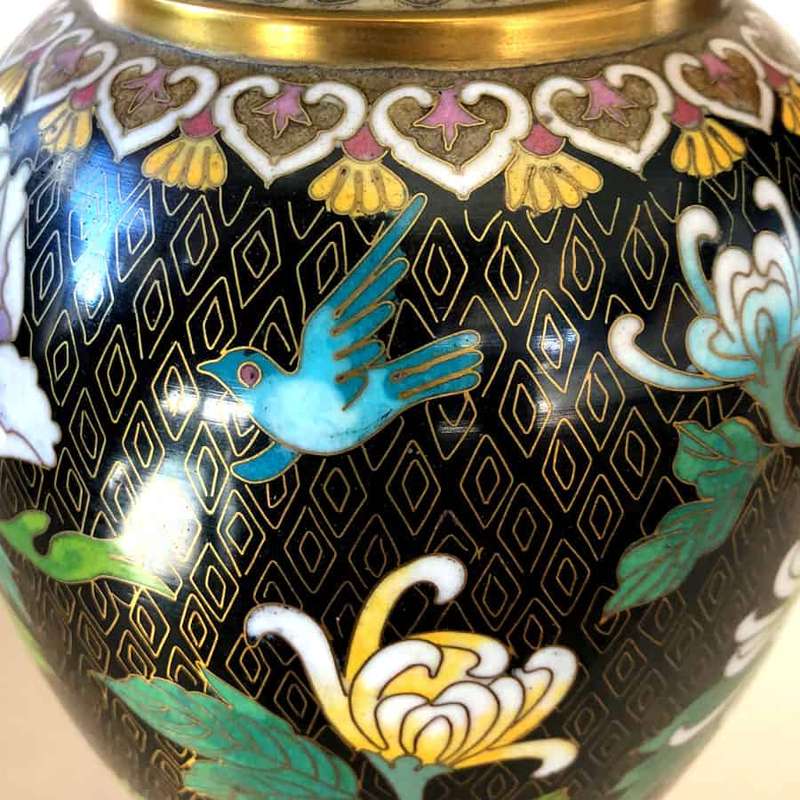 Cloisonné Chinese Pink Peony and Butterfly Vase 20th