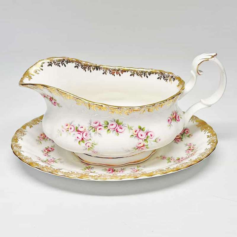 Royal Albert Dimity Rose Sauce Boat On Stand