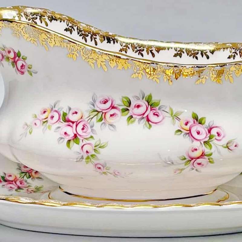 Royal Albert Dimity Rose Sauce Boat On Stand