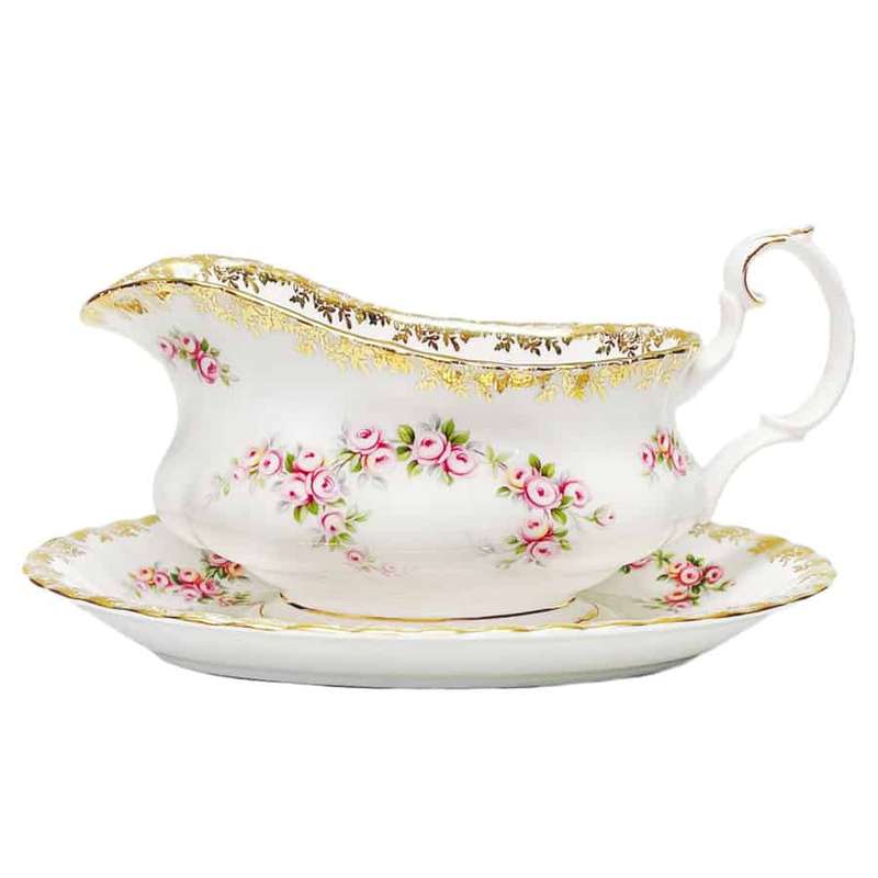 Royal Albert Dimity Rose Sauce Boat On Stand