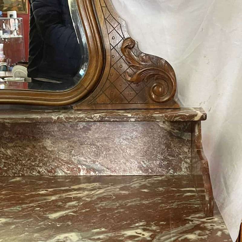 Antique French C1880 French Louis XV Walnut Vanity Chest