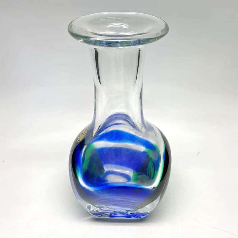 Bohemian Blue Green Art Glass Vase