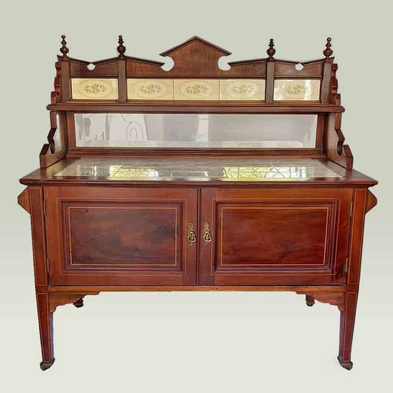 Edwardian Tiled Mahogany Washstand C1910