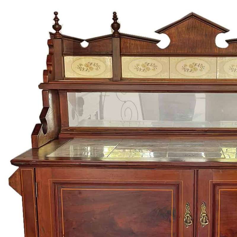 Edwardian Tiled Mahogany Washstand C1910