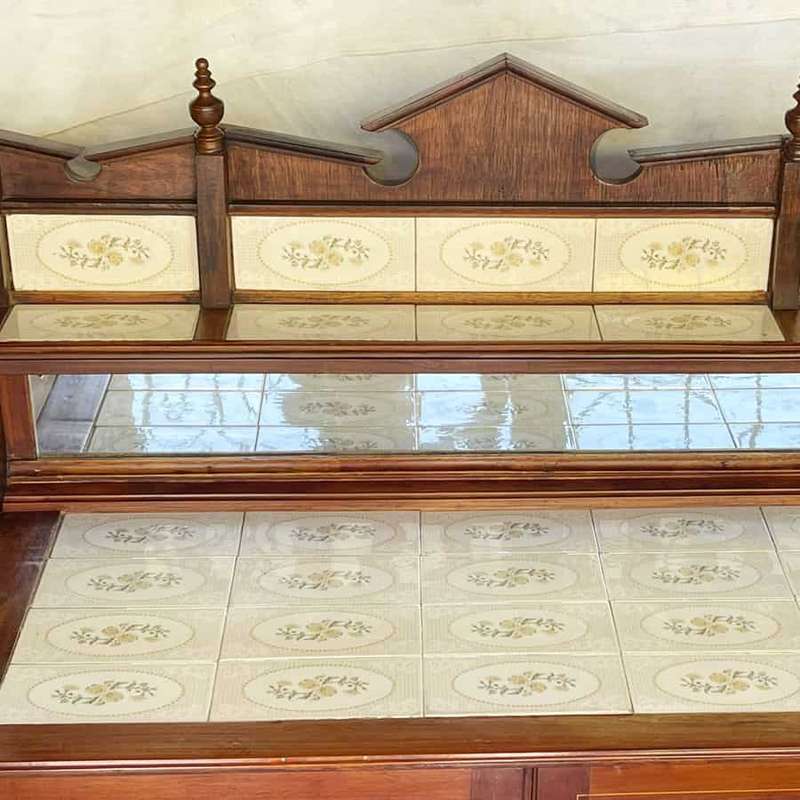 Edwardian Tiled Mahogany Washstand C1910