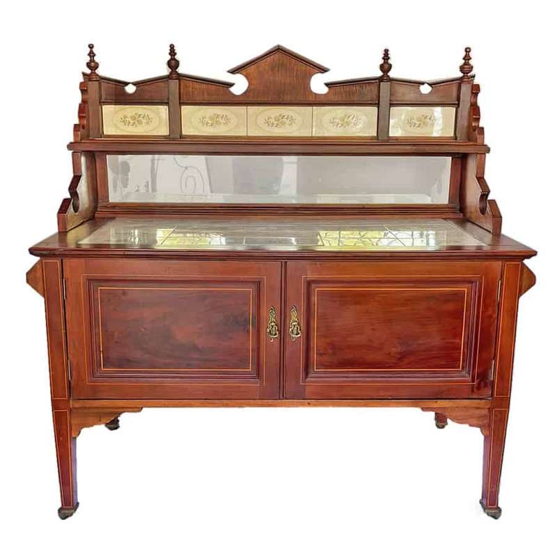 Edwardian Tiled Mahogany Washstand C1910