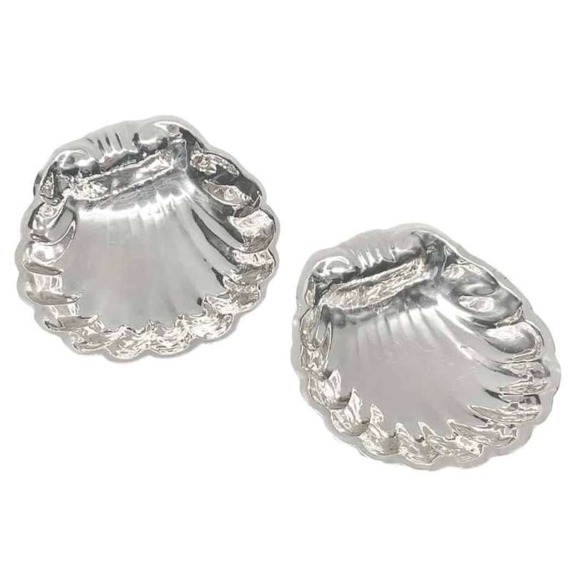 German Silver Pair Shell Butter Dishes