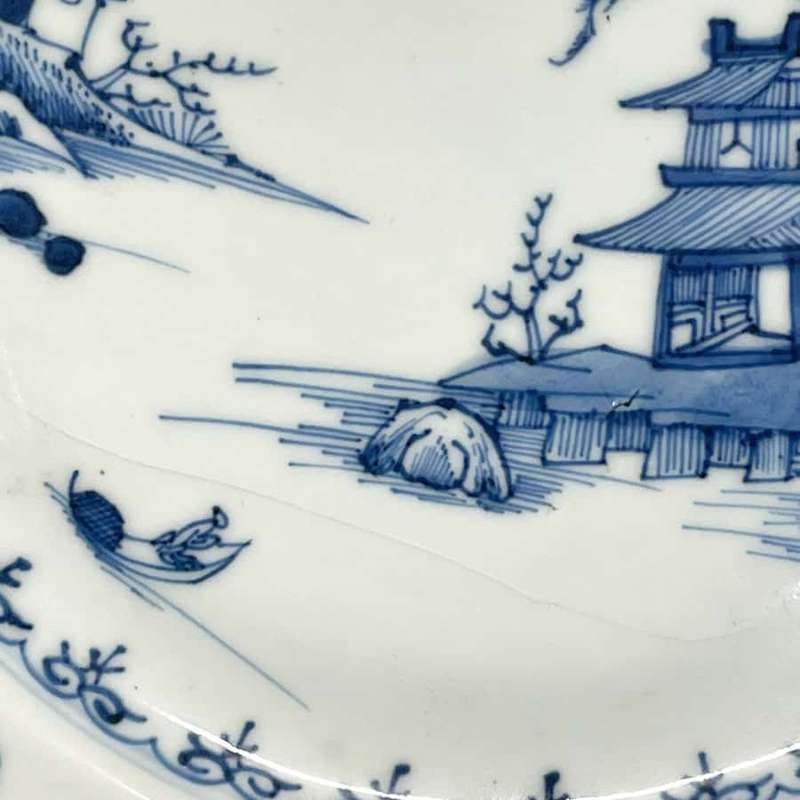 Chinese 18th Century Qianlong Willow Pattern Set Of 6 Plates 1775
