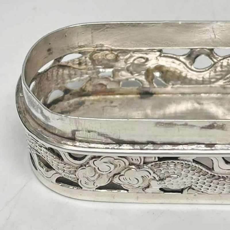 Chinese Silver Dragon Pierced Box Hong Kong 19th