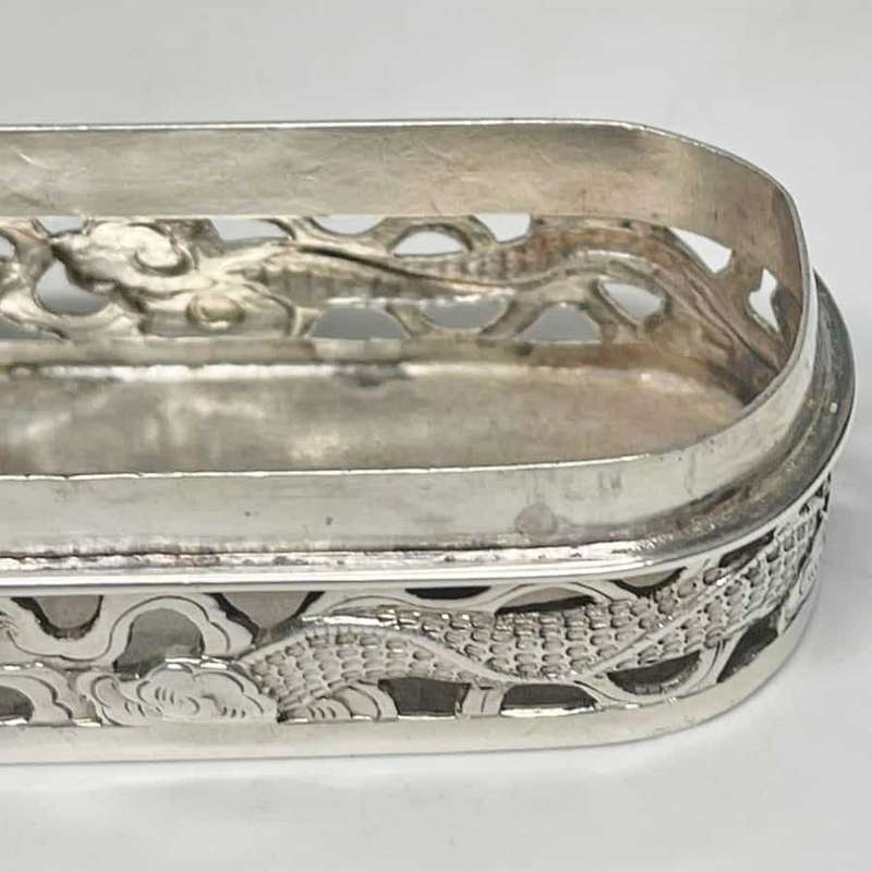 Chinese Silver Dragon Pierced Box Hong Kong 19th