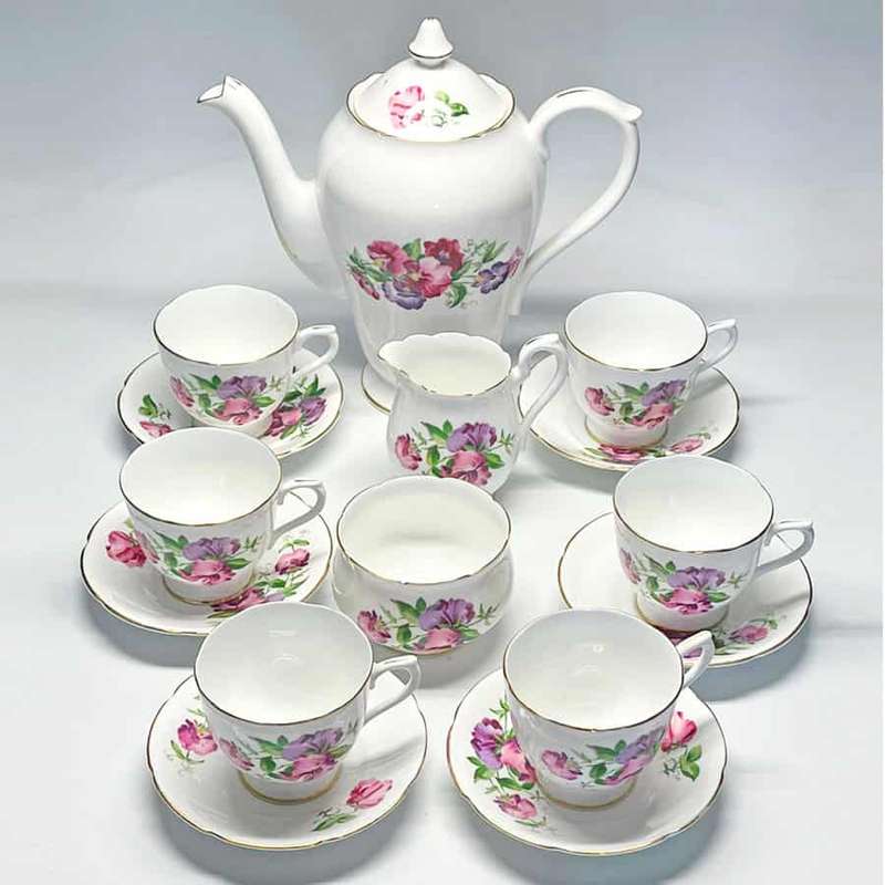 Collingwood's Bone China Sweet Pea Coffee Service