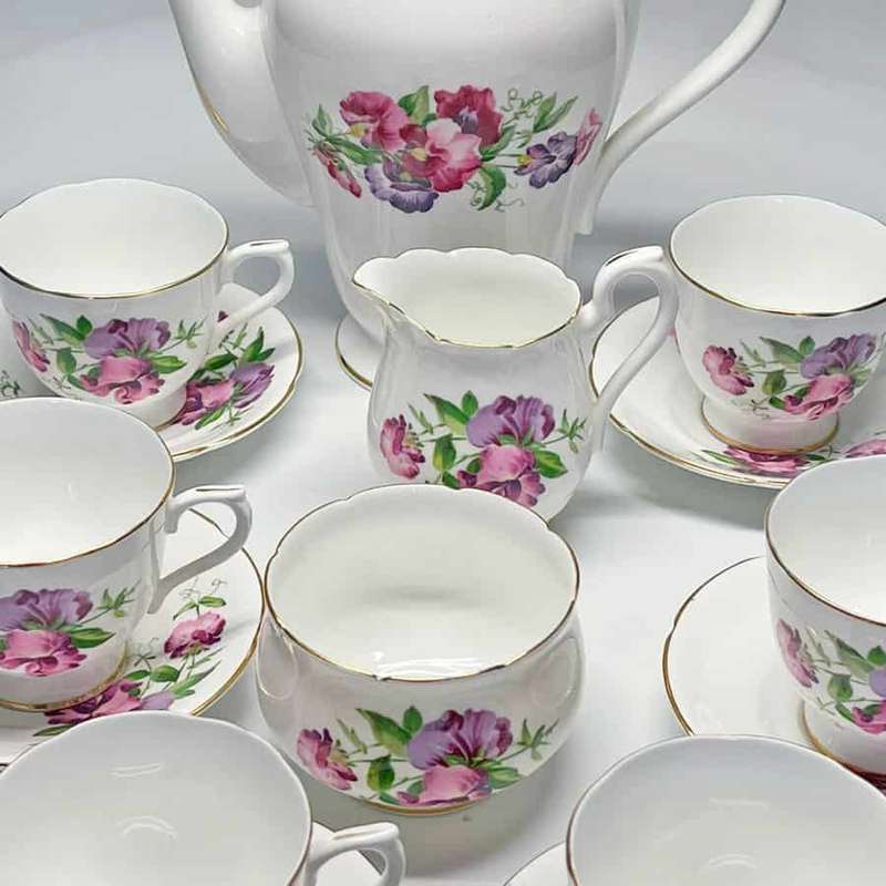 Collingwood's Bone China Sweet Pea Coffee Service